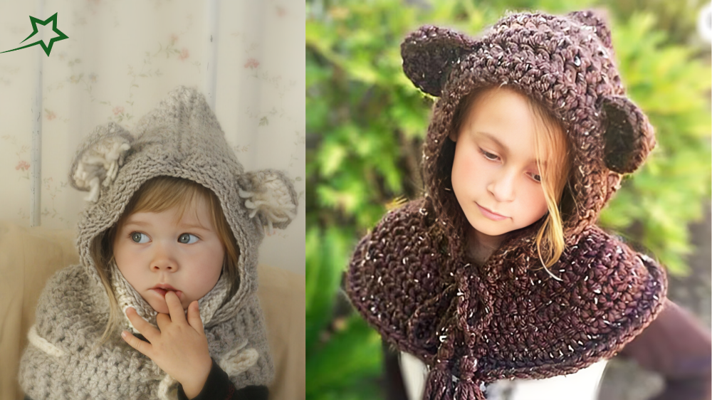 Bear Hooded Scarf Crochet